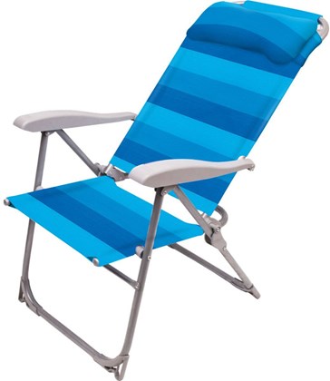 Кресло-шезлонг Ника К2, ткань синяя в полоску в Рязани - изображение