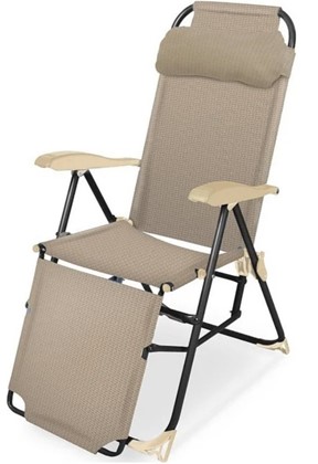 Кресло-шезлонг Ника К3 арт.К3/ПС (каркас черный, ткань песочная) в Рязани - изображение