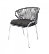 Плетеный стул Милан, каркас белый, цвет серый в Оренбурге