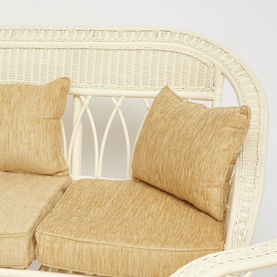 Комплект для отдыха MICHELLE (стол со стеклом+ диван + 2 кресла + подушки) TCH White (белый) арт.13336 в Туле - изображение 5