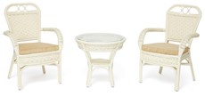 Комплект кофейный ANDREA (стол кофейный со стеклом + 2 кресла + подушки) TCH White (белый) арт.13337 в Кургане - предосмотр