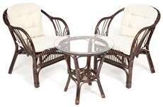 Комплект кофейный NEW BOGOTA (2 кресла + стол) walnut (грецкий орех) с подушками, арт.13343 в Саратове