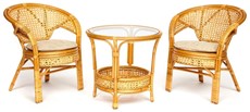 Комплект кофейный PELANGI (стол со стеклом + 2 кресла) без подушек в Ростове-на-Дону