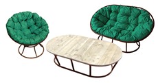 Комплект MAMASAN , Папасан и стол, без ротанга, коричневое/зелёная подушка в Тюмени