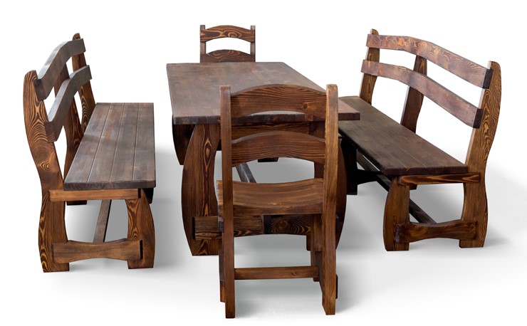 Комплект стульев TETCHAIR Iglesias (d-84e), массив дерева, 2 шт., цвет: дуб. Техсервис стол массив 111,9 дерево скамья. Комплект садовой мебели Рим-2. Уличная деревянная мебель.