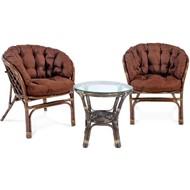 Набор мебели Багамы Мини (2кресла+стол, каркас коньячный, подушки коричневые) CV-12C в Тюмени