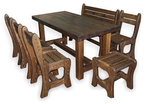 Комплект мебели для сауны (стол 140 + Скамья 110 + стул 4 шт. + табурет) в Сочи - изображение