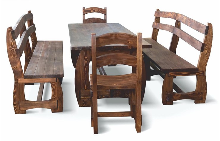 Комплект мебели №13 (стол 210 + Скамья 2 шт. 210 + стул 2 шт.) в Саратове - изображение