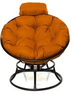 Кресло Папасан мини пружинка, без ротанга (чёрное/оранжевая подушка) в Томске