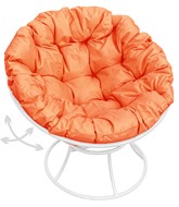 Кресло Папасан, пружинка без ротанга (белое/оранжевая подушка) в Тюмени - предосмотр
