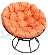 Кресло Папасан, пружинка без ротанга (чёрное/оранжевая подушка) в Тюмени