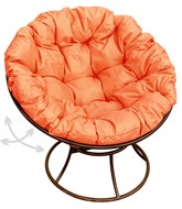 Кресло Папасан, пружинка без ротанга (коричневое/оранжевая подушка) в Тюмени
