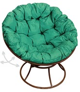 Кресло Папасан, пружинка без ротанга (коричневое/зелёная подушка) в Тюмени