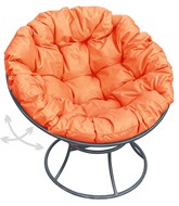 Кресло Папасан, пружинка без ротанга (серое/оранжевая подушка) в Тюмени