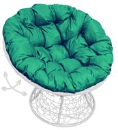 Кресло Папасан, пружинка с ротангом (белое/зелёная подушка) в Тюмени