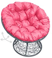 Кресло Папасан, пружинка с ротангом (серое/розовая подушка) в Тюмени