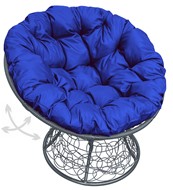 Кресло Папасан, пружинка с ротангом (серое/синяя подушка) в Тюмени