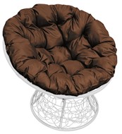 Кресло Папасан с ротангом (белое/коричневая подушка) в Смоленске