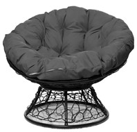 Кресло Папасан с ротангом (чёрное/серая подушка) в Тюмени