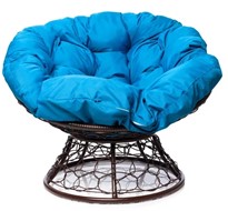 Кресло Папасан с ротангом (Коричневый/голубая подушка) в Кемерово