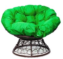 Кресло Папасан с ротангом (Коричневый/зелёная подушка) в Тюмени