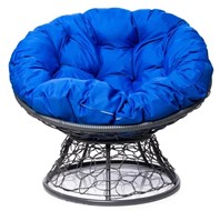 Кресло Папасан с ротангом (Серый/синяя подушка) в Тюмени