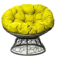 Кресло Папасан с ротангом (Серый/желтая подушка) в Тюмени