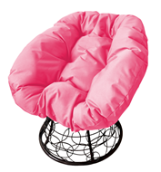 Кресло Пончик с ротангом, чёрное/розовая подушка в Набережных Челнах