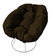 Кресло Пончик, сталь без ротанга, белое/коричневая подушка в Якутске