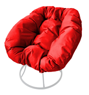 Кресло Пончик, сталь без ротанга, белое/красная подушка в Якутске