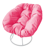 Кресло Пончик, сталь без ротанга, белое/розовая подушка в Салехарде