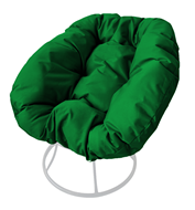 Кресло Пончик, сталь без ротанга, белое/зелёная подушка в Екатеринбурге