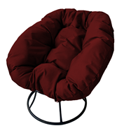 Кресло Пончик, сталь без ротанга, чёрное/бордовая подушка в Екатеринбурге