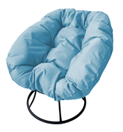 Кресло Пончик, сталь без ротанга, чёрное/голубая подушка в Салехарде