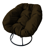 Кресло Пончик, сталь без ротанга, чёрное/коричневая подушка в Екатеринбурге