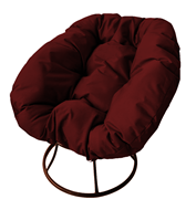 Кресло Пончик, сталь без ротанга, коричневое/бордовая подушка в Рязани