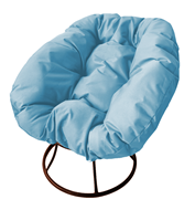 Кресло Пончик, сталь без ротанга, коричневое/голубая подушка в Екатеринбурге