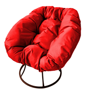 Кресло Пончик, сталь без ротанга, коричневое/красная подушка в Оренбурге