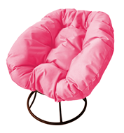 Кресло Пончик, сталь без ротанга, коричневое/розовая подушка в Туле