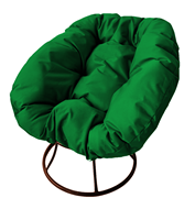 Кресло Пончик, сталь без ротанга, коричневое/зелёная подушка в Якутске