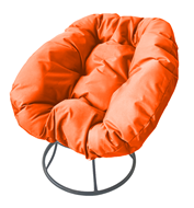 Кресло Пончик, сталь без ротанга, серое/оранжевая подушка в Туле