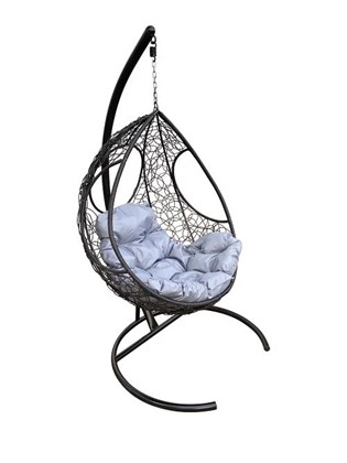 Подвесное кресло Долька ротанг, Черное/Серая подушка в Ижевске - изображение