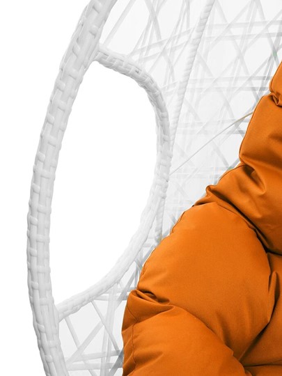 Подвесное кресло Для двоих ЛЮКС с ротангом белое (оранжевая подушка) в Екатеринбурге - изображение 23