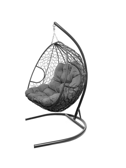 Подвесное кресло Для двоих с ротангом серое (серая подушка) в Екатеринбурге - изображение 10