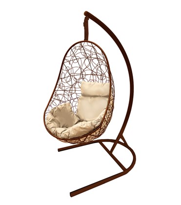Кресло-кокон подвесное EWERTON COMFORT (коричневый/бежевый) в Тюмени - изображение