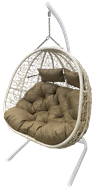 Подвесное кресло Флора двойное, молочный каркас, подушки бежевые D40-МТ006 в Оренбурге