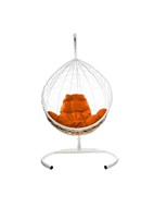 Подвесное кресло Капля (Белый/Оранжевая подушка) в Екатеринбурге - предосмотр