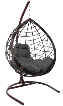 Подвесное кресло Капля Лори (Коричневый/Серая подушка) в Якутске - изображение