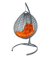 Подвесное кресло Капля ЛЮКС ротанг (Серый/оранжевая подушка) в Сочи