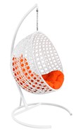 Подвесное кресло КРУГ ЛЮКС с ротангом (Белый/оранжевая подушка) в Саратове
